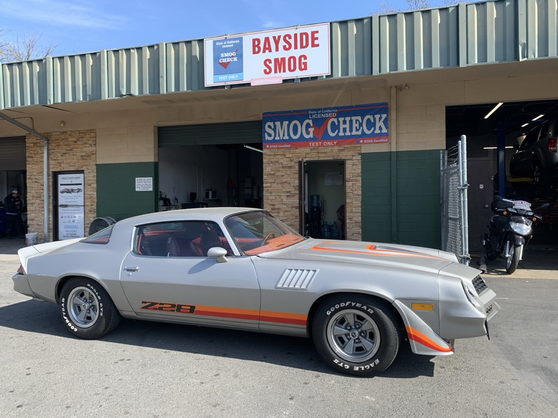 A classic Chevrolet Camaro Z28 at Bayside Smog in Concord